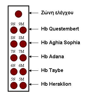 Εικόνα 5.11: Απεικόνιση των θέσεων των 5 εξεταζόμενων μεταλλάξεων στην ταινία ξηρών αντιδραστηρίων.