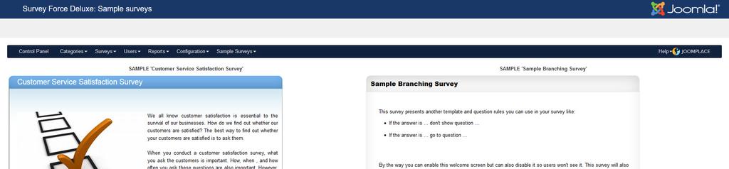 Εικόνα 47 Ενότητα διαµόρφοση Sample surveys (έρευνες δείγµατα): Για να απλοποιήσετε την εργασία