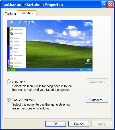 Hình 3.27: Cửa sổ Start Menu Chương 3: HỆ ĐIỀU HÀNH - Show the Clock: cho hiển thị đồng hồ trên thanh Taskbar - Hide inactive icons: cho ẩn biểu tượng các chương trình không được kích hoạt.