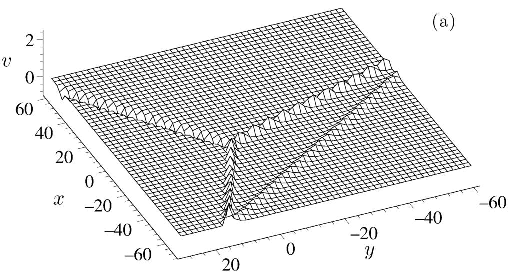 (), (5), (6), (10), and (3), we obtain the following multi-soliton-like solution of Eq. (1): u = f + ω x ω, v = f y + ω xy ω ω xω y ω, (4) in which f and ω satisfies Eq. (3). Case 3 f = ω.