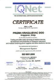 ISO 9001 ISO 13485 ISO 14001 34000 Kragujevac Kumanovska 8, dr Zorana Đinđića 9 i Branka