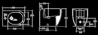 90 360 Μπιντέ 420 Ø100 180 350 Λεκάνη ΥΠ με ΠΣ/ΚΣ