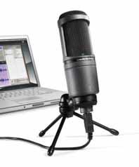 Το AT2020USB διαθέτει ψηφιακή έξοδο USB και προσφέρει άριστη καθαρότητα επιπέδου στούντιο για οικιακές στερεοφωνικές ηχογραφήσεις, ηχογραφήσεις χώρου, podcast και εκφωνήσεις (voiceover).