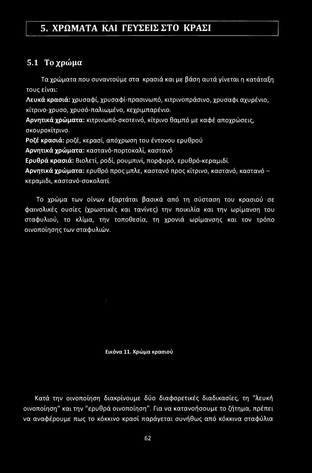 χρυσό-παλιωμένο, κεχριμπαρένιο. Αρνητικά χρώματα: κιτρινωπό-σκοτεινό, κίτρινο θαμπό με καφέ αποχρώσεις, σκουροκίτρινο.