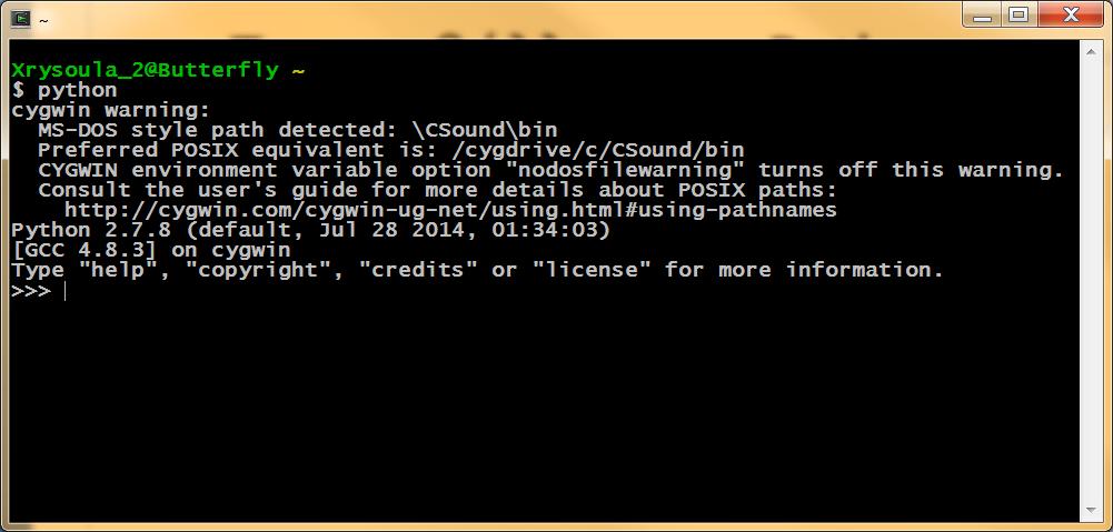 Το περιβάλλον της Python Γράφω τη λέξη python στο terminal, οπότε το linux prompt ($), αλλάζει στο python prompt () Εδώ