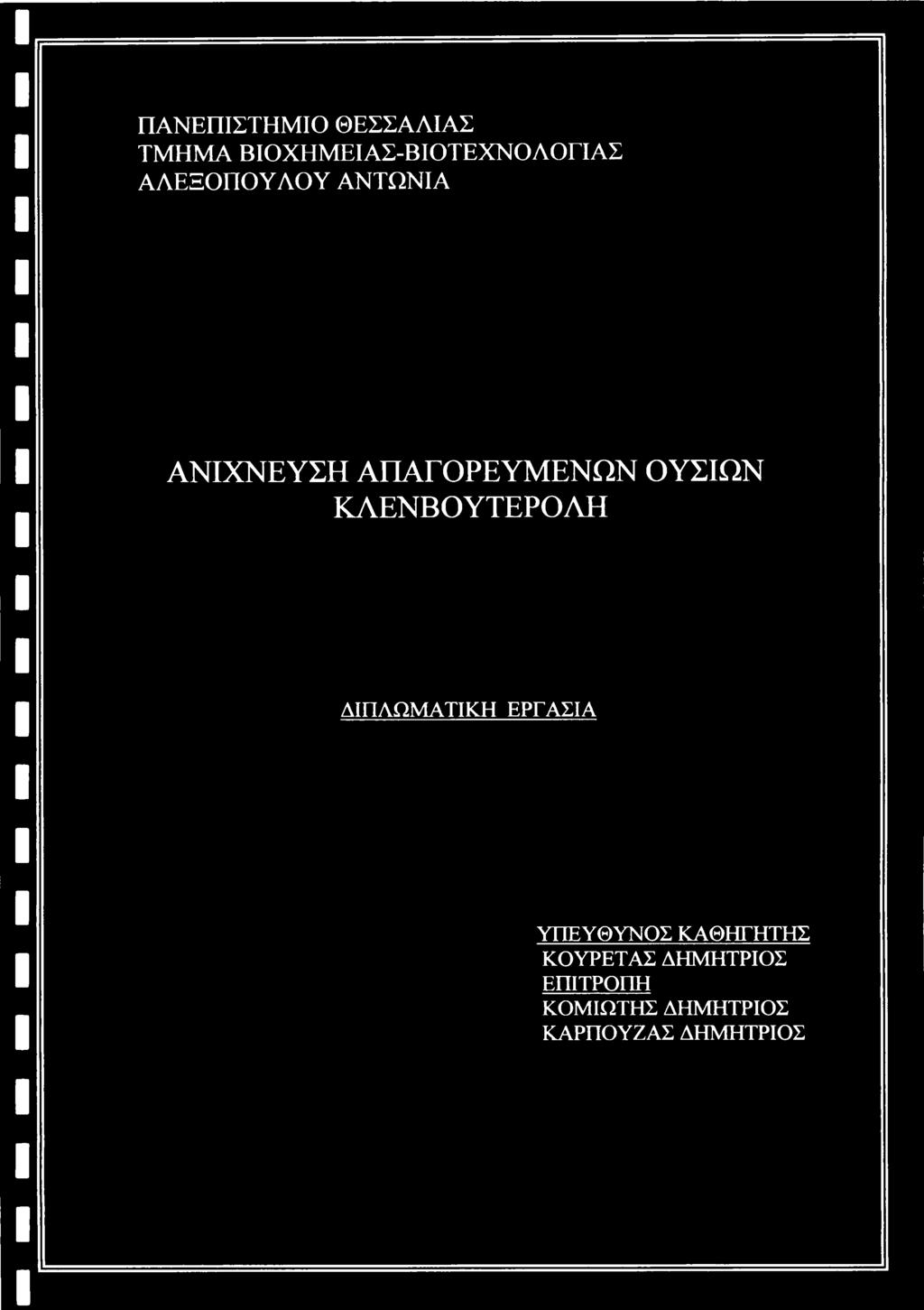 ΚΛΕΝΒΟΥΤΕΡΟΛΗ ΔΙΠΛΩΜΑΤΙΚΗ ΕΡΓΑΣΙΑ ΥΠΕΥΘΥΝΟΣ ΚΑΘΗΓΗΤΗΣ