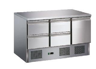 Ψυγεία πάγκοι Ανοξείδωτο ψυγείο πάγκος συντήρησης KARAMCO. Τεχνικά χαρακτηριστικά: Στατική ψύξη με βεντυλατέρ. Ψύξη: +2/+8 C. Ενσωματωμένο ψυκτικό μηχάνημα. Με συρτάρια 1/2. Χωρητικότητα GN1/1.