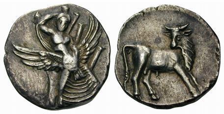 με κεφαλή του Δία και το Δία υπό μορφή ταύρου απάγει την Ευρώπη από τη