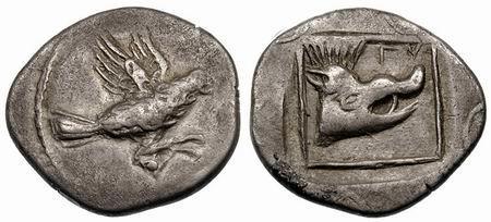 Αργυρός στατήρας Λυττίων, 450-400 π.χ. 48 Αργυρός στατήρας Λυττίων, 330-300 π.χ. Νόμισμα Λυττίων, 300 π.χ., με θεά Αθηνά και πλώρη πλοίου 7.