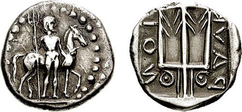 58 Αργυρός στατήρας Ραύκου 320-270 π.,χ. Με το θεό Ποσειδώνα Αργυρός στατήρας Ραυκου 300 π.,χ. Με το θεο Ποσειδώνα σε ιππο Στατήρας Ραυκου, 330 270 π.