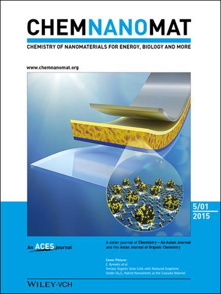 3. Back Cover Ternary Organic Solar Cells with Reduced Graphene Oxide Sb2S3 Hybrid Nanosheets as the Cascade Material (ChemNanoMat 1,5, page 364) SEP 2015 DOI: 10.1002/cnma.