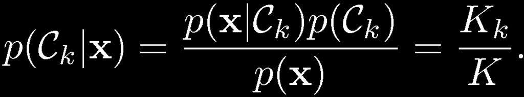 (οπότε Σ k Ν k =N) Για την ταξινόμηση ενός νέου σημείου x Θεωρούμε μια σφαίρα με κέντρο το x η οποία περιέχει Κ σημεία εκπαίδευσης Έστω ότι αυτή η