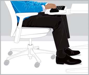 2 Ρύθμιση της καρέκλας Αφήστε τα πόδια, την πλάτη και τους ώμους σας να σας καθοδηγήσουν σε μια άνετη θέση Για να μάθετε να αλλάζετε από όρθια σε κεκλιμένη θέση, πρέπει να εξοικειωθείτε πλήρως με τις
