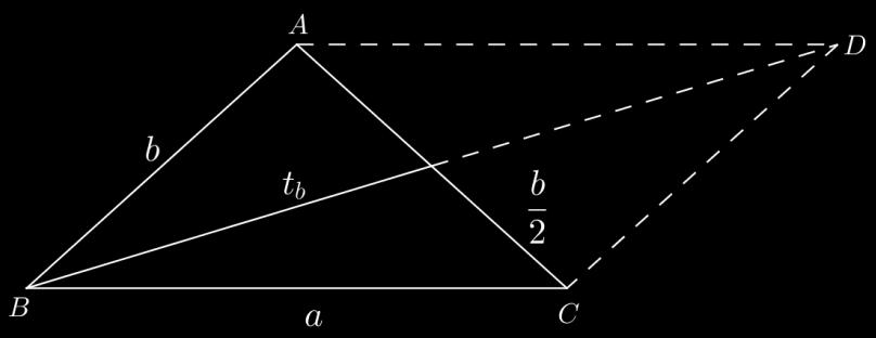 5. Odredi krak b jednaokrakog trougla osnovice a = 9 i težišnice kraka t b = 15. Dopunimo trougao do paralelograma produžavanjem t b za jednu njenu dužinu.
