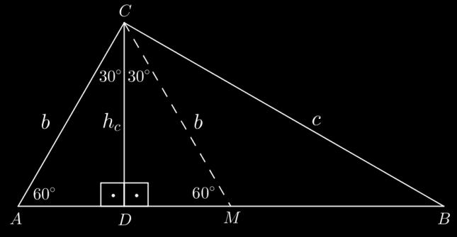 34. Dat je ugao α = 60 trougla ABC. Dužina visine CD na stranicu C je CD = 3cm i DB = 6 cm. Izračunaj dužine stranica trougla ABC.