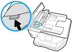 2. Ανασηκώστε την γλωττίδα που βρίσκεται στο μπροστινό άκρο του τροφοδότη εγγράφων. 3. Τραβήξτε προσεκτικά το μπλοκαρισμένο χαρτί έξω από τους κυλίνδρους.