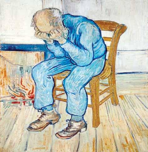 144 Van Gogh, Old man in sorrow Ένας γέρος Στου καφενείου του βοερού το μέσα μέρος σκυμένος στο τραπέζι κάθετ ένας γέρος με μιαν εφημερίδα εμπρός του, χωρίς συντροφιά.
