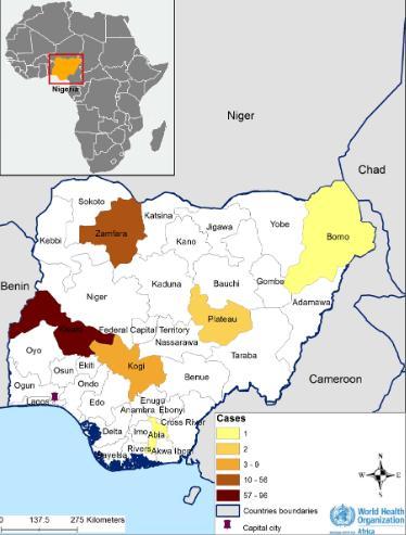 Από τον Σεπτέμβριο έως τις 7 Νοεμβρίου 2017 αναφέρθηκαν στη Νιγηρία 179 κρούσματα, συμπεριλαμβανομένων 24 θανάτων στις περιοχές Abia, Borno, Kwara, Kogi, Plateau και Zamfara.