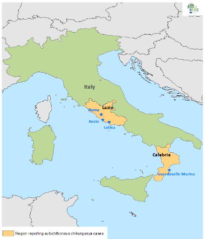 Κατανομή αυτόχθονων κρουσμάτων στην Ιταλία, Ιούλιος έως 3 Οκτωβρίου 2017 Στο : https://ecdc.europa.eu/sites/portal/files/documents/communicable-disease-threats-report-14-oct- 2017.