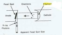 Πηγή Ακτίνων Χ! Λυχνίες ακτίνων Χ : Μια επιταχυνόµενη δέσµη ηλεκτρονίων προσπίπτει στην άνοδο, προκαλώντας την παραγωγή ακτίνων Χ Εστιακά σηµεία : 0.5x1.5 1.5mm και 1.0x2.