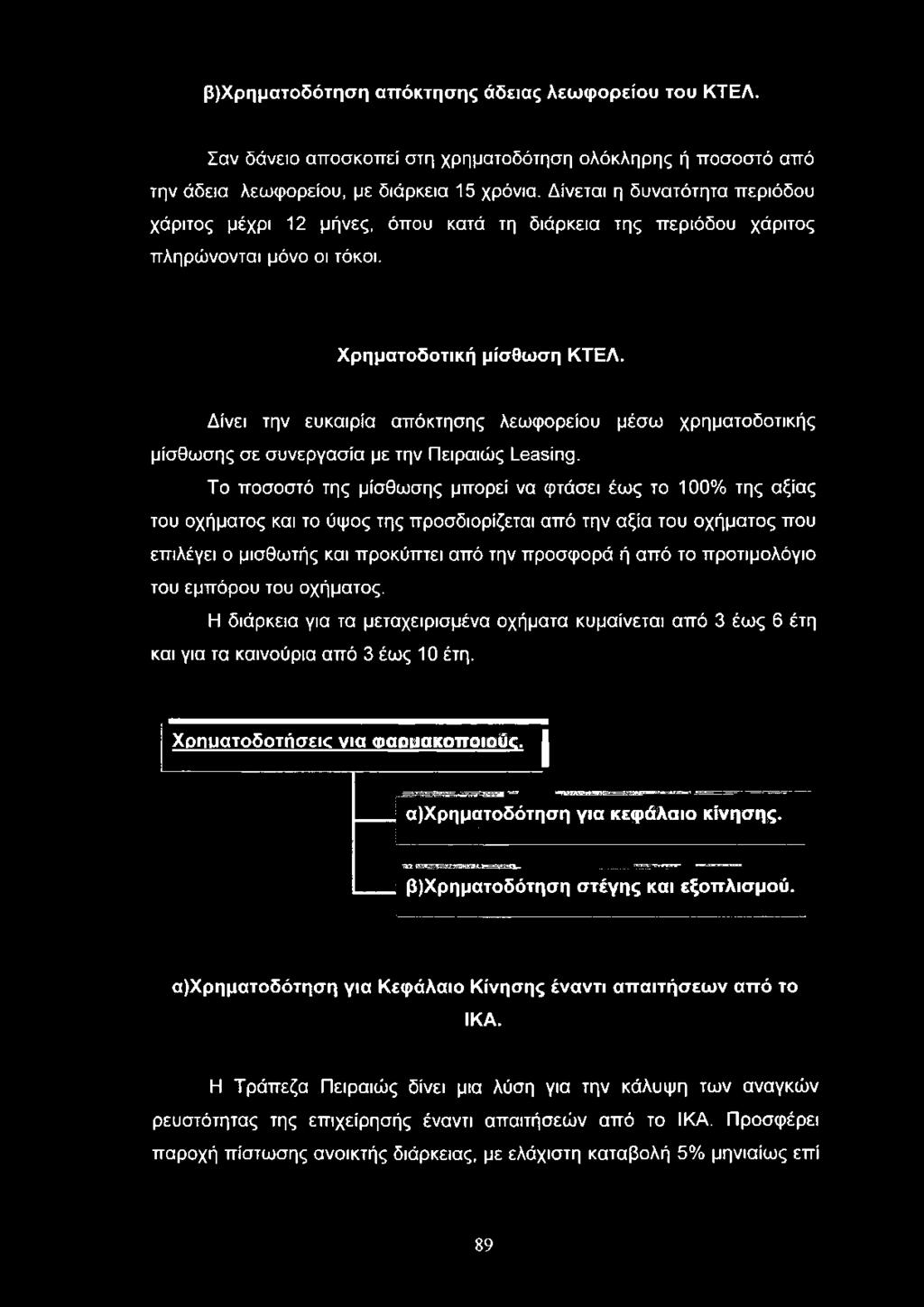 από το προτιμολόγιο του εμπόρου του οχήματος. Η διάρκεια για τα μεταχειρισμένα οχήματα κυμαίνεται από 3 έως 6 έτη και για τα καινούρια από 3 έως 10 έτη. Χοηυατοδοτήσεκ νια α>αοιιακοποιούς. 1. I α)χρηματοδότηση για κεφάλαιο κίνησης.