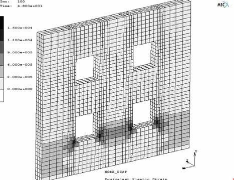 ΠΑΡΑΡΤΗΜΑ Α ηµοσίευση στο συνέδριο COMPDYN 007 Figure 3: Equivalent plastic strain at time 48sec (First load case), for Model (left) and Model (right).