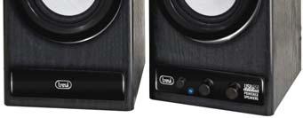Line-In RCA stereo. Είσοδος καρφί 3,5 mm. 2 δρόμων Bass reflex. Ρυθμιστικά : volume, bass, treble.
