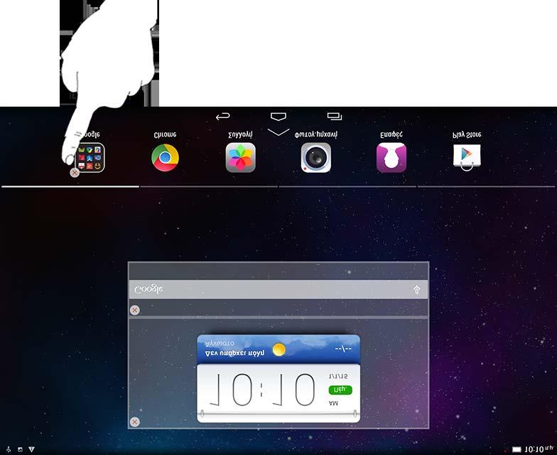 Εναλλαγή Αρχικών οθονών Το tablet έχει πολλές επιφάνειες εργασίας. Για μετακίνηση στις εμφανιζόμενες οθόνες, σύρετε το δάχτυλό σας κατά πλάτος της οθόνης της συσκευής.
