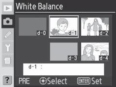 Προκαθορισμένη ισορροπία λευκού Η προκαθορισμένη ισορροπία λευκού χρησιμοποιείται για την εγγραφή και την ανάκληση των ειδικών ρυθμίσεων ισορροπίας λευκού για φωτογράφηση υπό μικτό φωτισμό ή για την