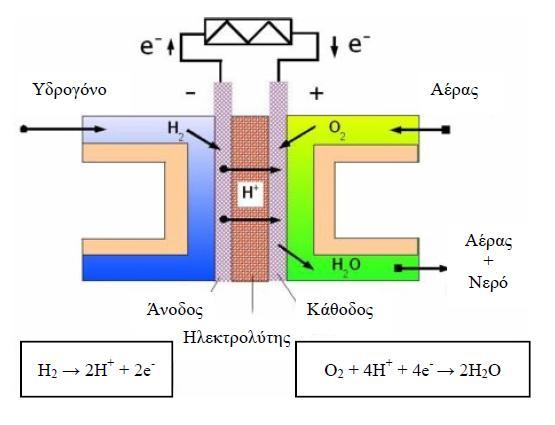κυψέλη καυσίμου χρησιμοποιεί συνήθως το υδρογόνο, ως καύσιμο, και το οξυγόνο ως οξειδωτικό για την παραγωγή ηλεκτρικής ενέργειας, με το νερό και τη θερμότητα ως υποπροϊόντα.