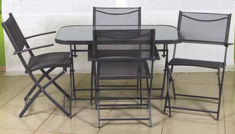 πτυσσόμενη Folding chair 46(W) x 56(D) x 85(H) cm 120 11597 001413500 Τραπέζι παραλ/μο με τζάμι & 4 πολυθρόνες σετ 5 τεμ.