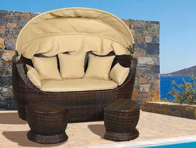 RATTAN 101042 SET 001458000 Καναπές 2 θέσεων & 2 σκαμπό σετ 3 τεμ.