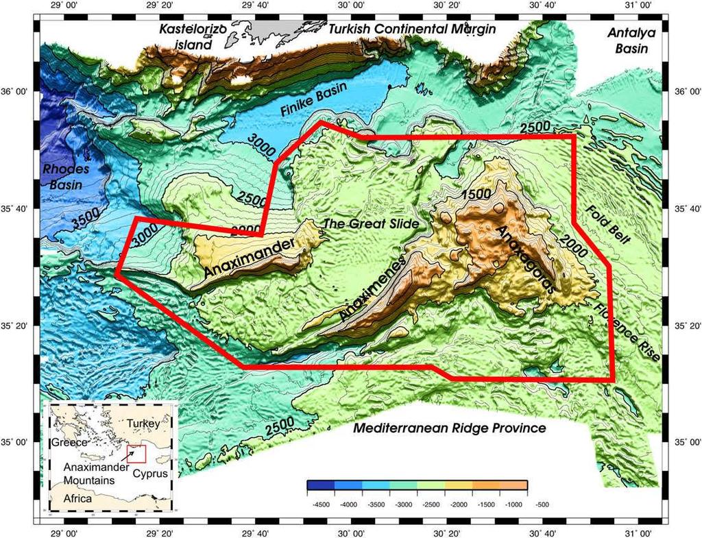40 Ioannis Th. Mazis Map 1. Methane hydrates in the REGION South of Kastelorizo.