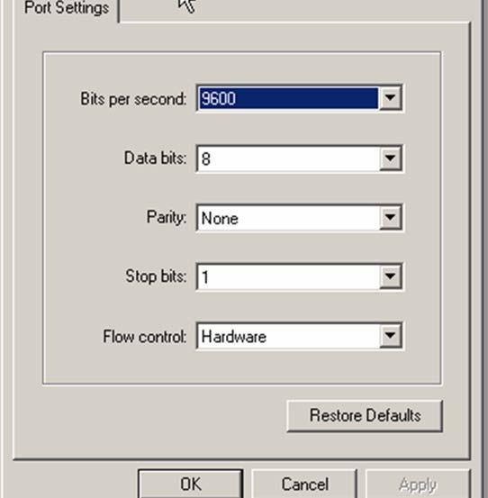 Αλλάξτε το ρυθμό Baud στις ρυθμίσεις σειριακής πόρτας(serial Port Settings) σε 9600, πατήστε OK και θα περάσετε στην κονσόλα του δρομολογητή. στ. Αφού αποθηκευτούν οι αλλαγές πατήστε το εικονίδιο Σύνδεση Τώρα βρίσκεστε στην αρχική ρύθμιση του δρομολογητή, πληκτρολογήστε No και μετά Enter.