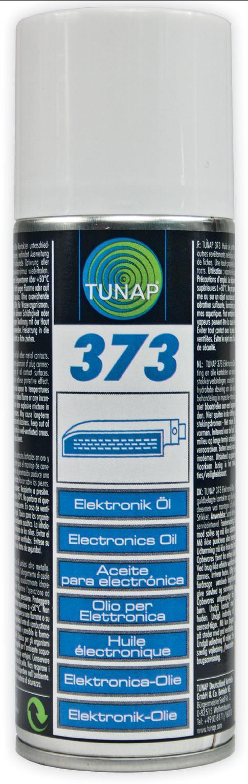 Product Information PI 373_0614 TUNAP 373 Λάδι Ηλεκτρονικών ΤΕΧΝΙΚΑ ΧΑΡΑΚΤΗΡΙΣΤΙΚΑ Προστατεύει από χημική και ηλεκτροχημική διάβρωση. Αποτρέπει τη φθορά λόγω τριβής στα σημεία επαφής.