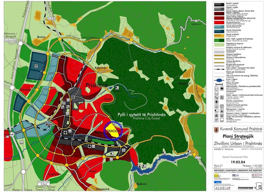 28 2.6 PLANIFIKIMI 2.6.1 PLANI ZHVILLIMOR KOMUNAL 2004 Sipas PZHK së së Prishtinës zona e Matit karakterizohet me hapësira kryeshit banimi dhe hapësira mikse.