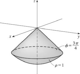5 CHAPTER 6 MULTIPLE INTEGRALS ET CHAPTER 5. ρ represents the solid sphere of radius centered at the origin. π φ π restricts the solid to that portion on or below the cone φ π. 5. z x + y because the solid lies above the cone.