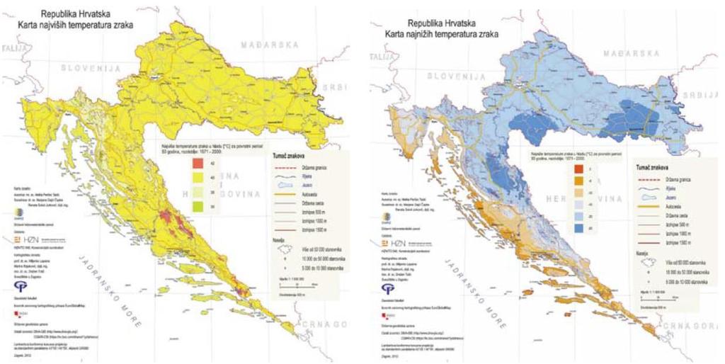 Temperaturne raspodjele određuju se za europske države uzimajući u obzir izloženost dnevnim promjenama sunčeva zračenja i dnevni raspon temperature zraka u hladu.