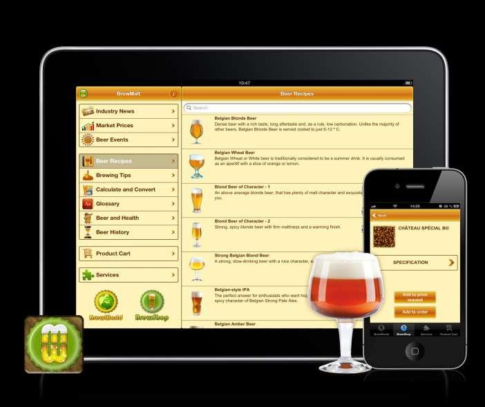 Με την εφαρμογή BrewMalt μπορείτε να μάθετε τα πάντα για την παραγωγή τού ζύθου και τής και επίσης να παραγγείλετε ό,τι σάς είναι απαραίτητο για να βράσετε μπύρα ή να κάνετε απόσταξη.
