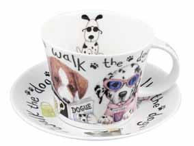 Bone China 49 Φλυτζάνι & πιάτο πρωϊνού σκύλοι Bone