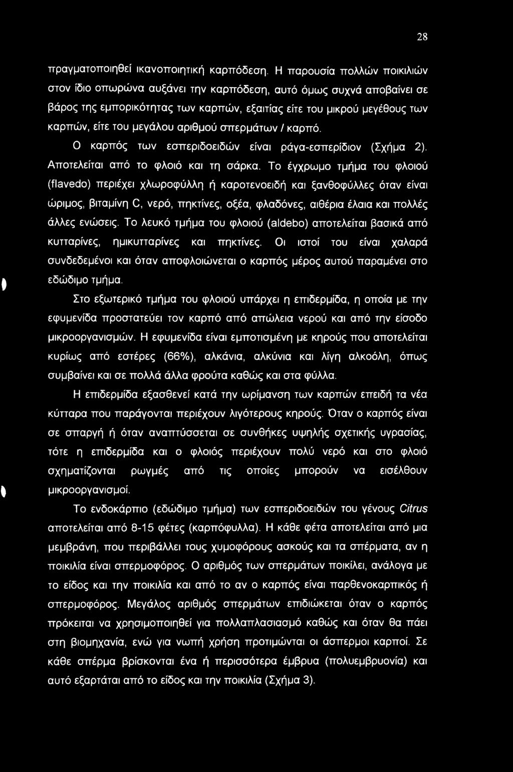 αριθμού σπερμάτων / καρπό. Ο καρπός των εσπεριδοειδών είναι ράγα-εσπερίδιον (Σχήμα 2). Αποτελείται από το φλοιό και τη σάρκα.