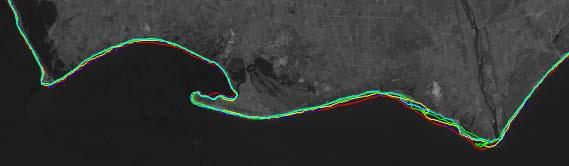 Αποτελέσματα ψηφιοποίησης (εικόνα LANDSAT 2006) της ακτογραμμής για τα πέντε