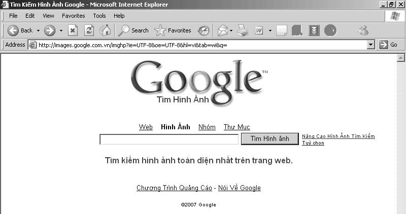 3. Kết hợp Violet với các phần mềm khác 3.1. Tìm kiếm các tư liệu qua Internet 3.1.1. Tìm kiếm dữ liệu ảnh Sử dụng trang tìm kiếm Google giao diện tiếng Việt tại địa chỉ: www.google.com.