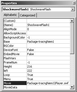 - Trên thanh công cụ, click vào nút ở góc dưới bên phải. Một menu thả hiện ra, chọn dòng Shockwave Flash Object.