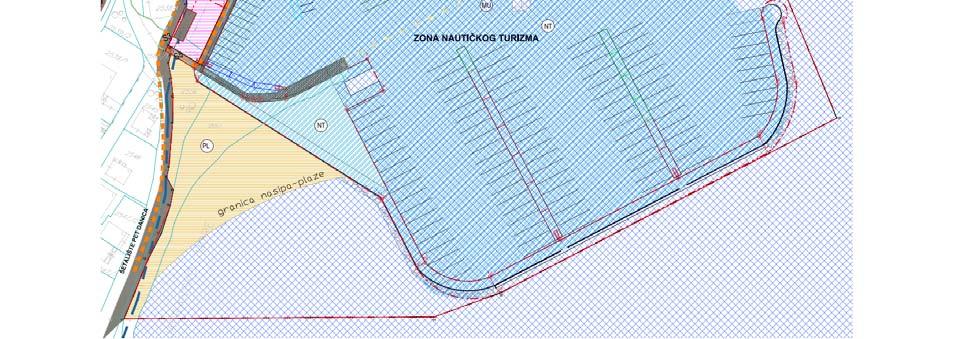 U okviru zone za nautički turizam predviđa se: - servisni objekat marine (postojeći objekat pod zaštitom); - šetalište lungo
