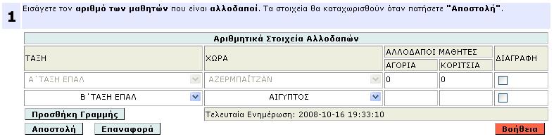 Εικόνα 11 Σημειώνεται ότι ως αλλοδαποί καταχωρούνται οι μαθητές του σχολείου σας που δεν έχουν ελληνική υπηκοότητα ενώ οι μαθητές που έχουν την ελληνική υπηκοότητα και οι ίδιοι ή ένας τουλάχιστον από