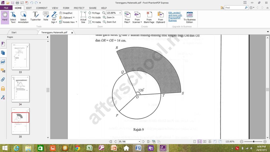 11 Menggunakan π= 7, hitungkan (a) perimeter, dalam cm, kawasan