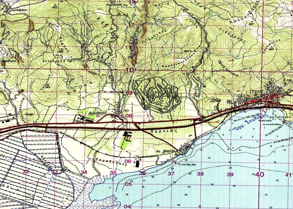 Εισαγωγή 0 1 2 3 4 Χιλιόμετρα Χάρτης 2.1 Τοπογραφικός χάρτης ευρύτερης περιοχής μελέτης.