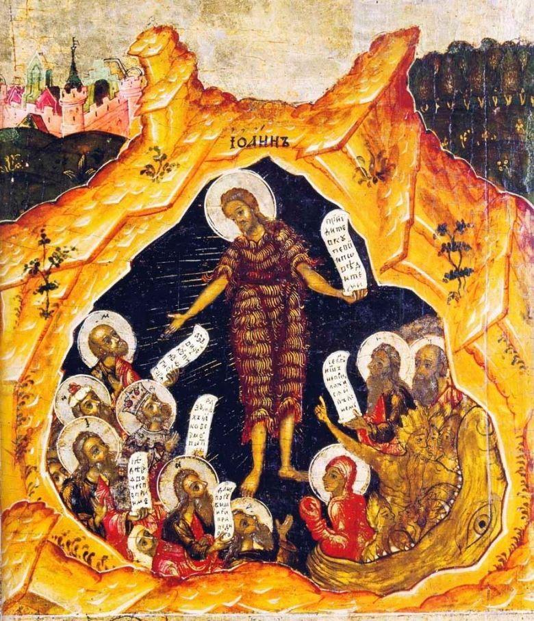 Ο άγιος Ιωάννης ο Πρόδρομος κηρύττει στον Άδη, προετοιμάζοντας τις ψυχές των ανθρώπων για την έλευση