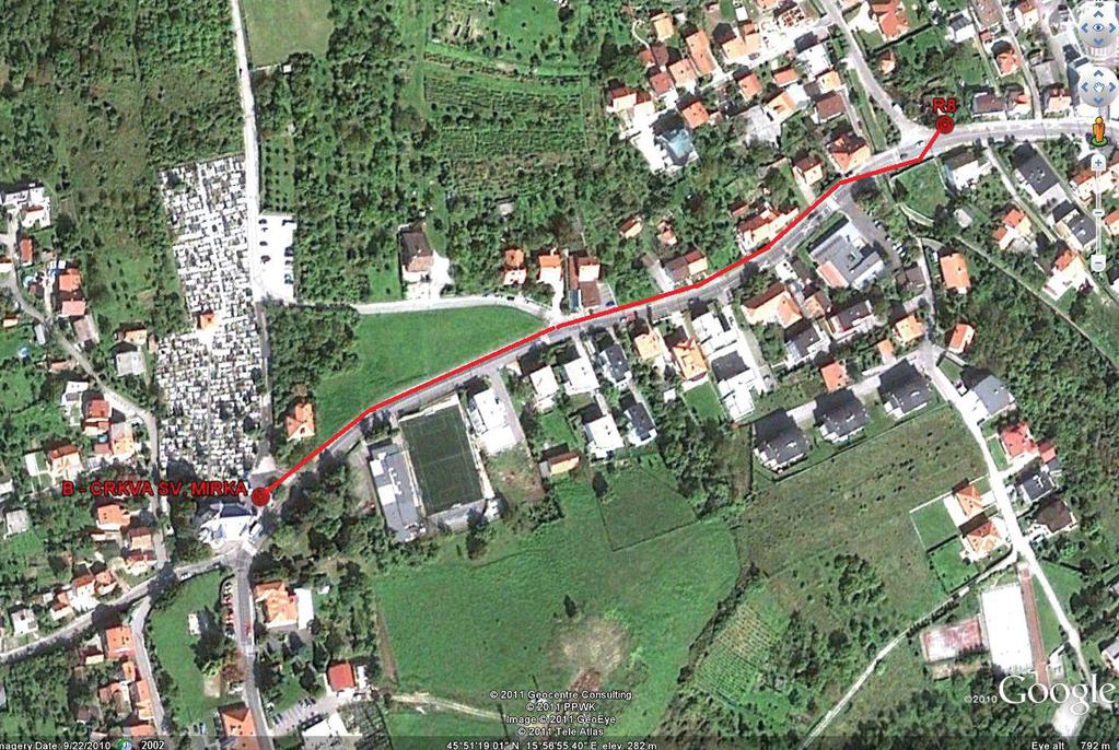 Markovinović D., Špodnjak T., Bjelotomić O. (011): Utjecaj sile teže u geometrijskom nivelmanu Slika 5. Put nivelmanskih i gravimetrijskih mjerenja Slika 6. Nivelmanska izmjera 3.